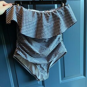 Gingham Off-Shoulder Swimsuit